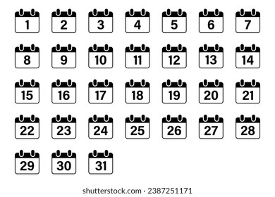 Ilustración vectorial de icono de calendario. Día de la fecha en el fondo aislado. Concepto de signo de conjunto de fechas.