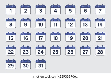 Ilustración vectorial de icono de calendario. Día de la fecha en el fondo aislado. Concepto de signo de conjunto de fechas.