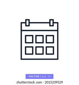 Plantilla de diseño de ilustración de vectores de iconos de calendario. Stroke editable.