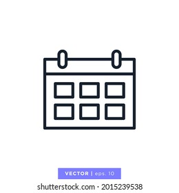 Plantilla de diseño de ilustración de vectores de iconos de calendario. Stroke editable.