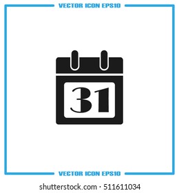 calendar icon vector illustration eps10. Isolated badge number 31 on the calendar flat design for website or app - stock graphics