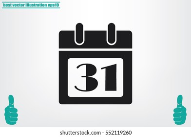 calendar icon vector illustration eps10. Isolated badge number 31 on the calendar flat design for website or app - stock graphics