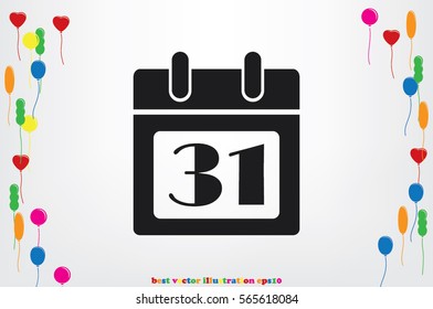 calendar icon vector illustration eps10. Isolated badge number 31 on the calendar flat design for website or app - stock graphics