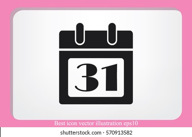 calendar icon vector illustration eps10. Isolated badge number 31 on the calendar flat design for website or app - stock graphics.