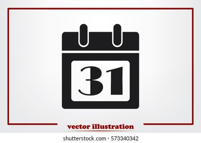 calendar icon vector illustration eps10. Isolated badge number 31 on the calendar flat design for website or app - stock graphics