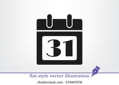 calendar icon vector illustration eps10. Isolated badge number 31 on the calendar flat design for website or app - stock graphics