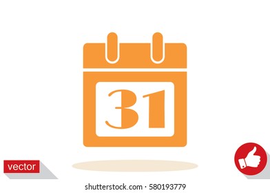 calendar icon vector illustration eps10. Isolated badge number 31 on the calendar flat design for website or app - stock graphics