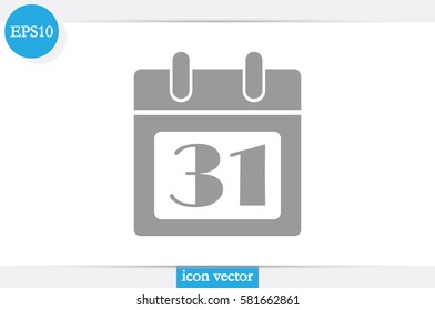 calendar icon vector illustration eps10. Isolated badge number 31 on the calendar flat design for website or app - stock graphics.