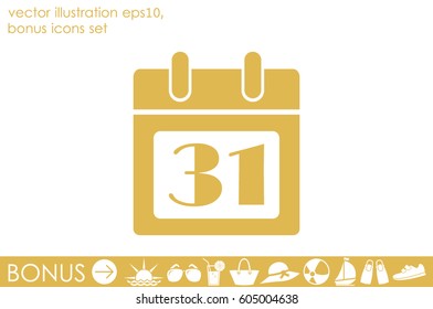 calendar icon vector illustration eps10. Isolated badge number 31 on the calendar flat design for website or app - stock graphics
