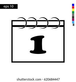 Calendar icon vector illustration eps10. Isolated icon number 1 on a flat design calendar for a website or application - stock graphics