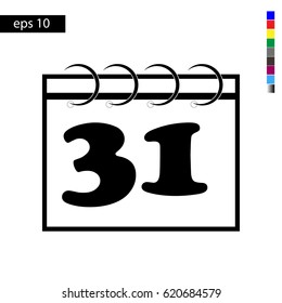 Calendar icon vector illustration eps10. Isolated icon number 31 on a flat design calendar for a website or application - stock graphics