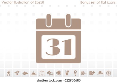 calendar icon vector illustration eps10. Isolated badge number 31 on the calendar flat design for website or app - stock graphics