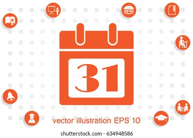 calendar icon vector illustration eps10. Isolated badge number 31 on the calendar flat design for website or app - stock graphics