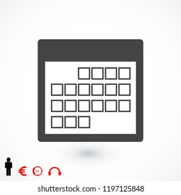 Calendar icon, vector illustration. Flat design eps 10