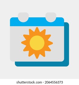 Ilustración vectorial de icono de calendario en estilo plano sobre el verano, uso para presentación de aplicaciones móviles del sitio web