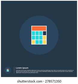 Calendar icon, vector illustration. Flat color design style