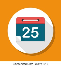 Calendar icon, vector illustration. Flat design style with long shadow,eps10