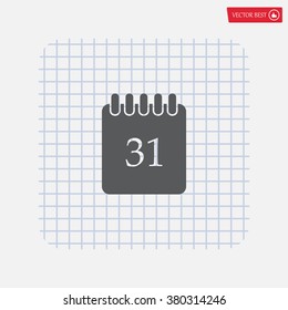 Calendar icon, vector illustration. Flat design style