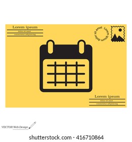 Calendar icon, vector illustration. Flat design style