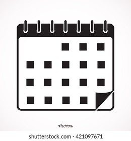 Calendar icon, vector illustration. Flat design style black and white