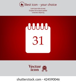 Calendar icon, vector illustration. Flat design style