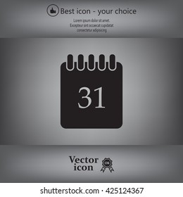 Calendar icon, vector illustration. Flat design style