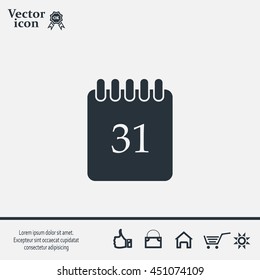 Calendar icon, vector illustration. Flat design style