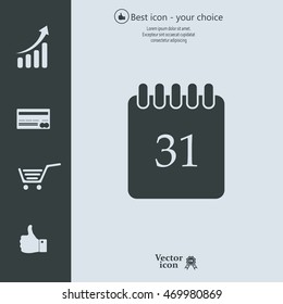 Calendar icon, vector illustration. Flat design style