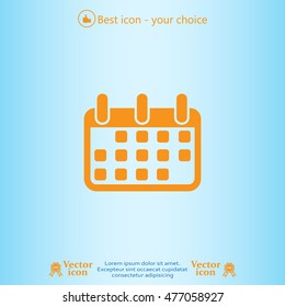 Calendar icon, vector illustration. Flat design style