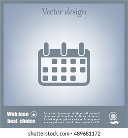 Calendar icon, vector illustration. Flat design style