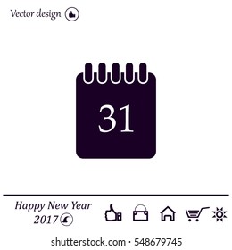 Calendar icon, vector illustration. Flat design style