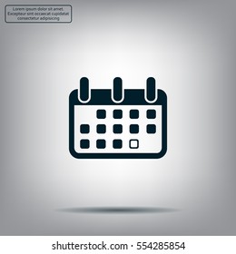 Calendar icon, vector illustration. Flat design style