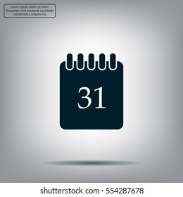 Calendar icon, vector illustration. Flat design style