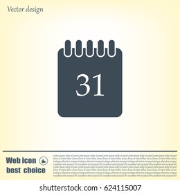 Calendar icon, vector illustration. Flat design style