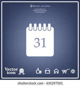 Calendar icon, vector illustration. Flat design style