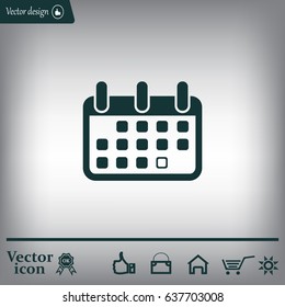 Calendar icon, vector illustration. Flat design style