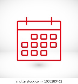 Calendar icon vector illustration. Linear symbol with thin outline. The thickness is edited. Minimalist style.