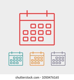 Calendar icon vector illustration. Linear symbol with thin outline. The thickness is edited. Minimalist style.
