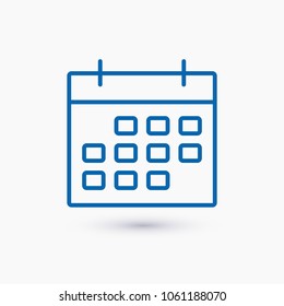 Calendar icon vector illustration. Linear symbol with thin outline. The thickness is edited. Minimalist style.