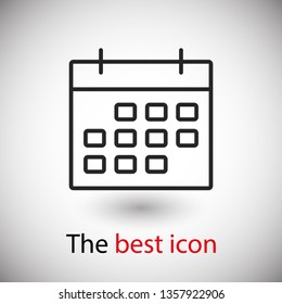 Calendar icon vector illustration. Linear symbol with thin outline. The thickness is edited. Minimalist style.