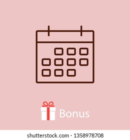 Calendar icon vector illustration. Linear symbol with thin outline. The thickness is edited. Minimalist style.
