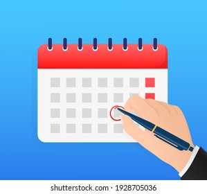 Calendar icon vector. Illustration on white backdrop. Holiday vector illustration. Time icon vector. Business organizer.