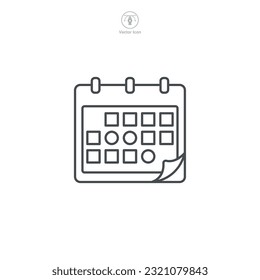 Ilustración vectorial de icono de Calendar que representa un símbolo gráfico de un calendario, ampliamente utilizado en interfaces digitales para la programación y el mantenimiento del tiempo