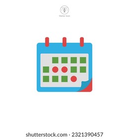 Ilustración vectorial de icono de Calendar que representa un símbolo gráfico de un calendario, ampliamente utilizado en interfaces digitales para la programación y el mantenimiento del tiempo