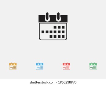 Icono de calendario. Icono de ilustración del vector. Conjunto de colorido diseño plano.