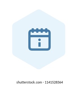 Calendar icon in vector for interface (UI). Blue icon in light blue polygon on white background. Flatten and converted to outlines.