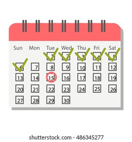 Calendar icon vector isolated, calendar icon graphic reminder element message symbol