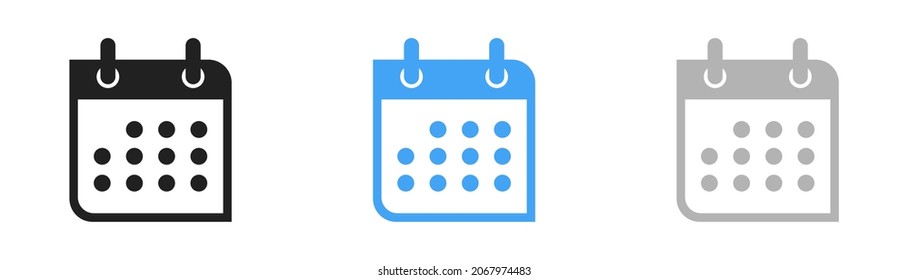 Icono de calendario. Ilustración aislada del vector. Los iconos del planificador u organizador se establecen. EPS 10.