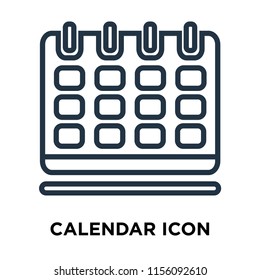 Calendar icon vector isolated on white background, Calendar transparent sign , thin symbols or lined elements in outline style