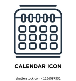 Calendar icon vector isolated on white background, Calendar transparent sign , thin symbols or lined elements in outline style